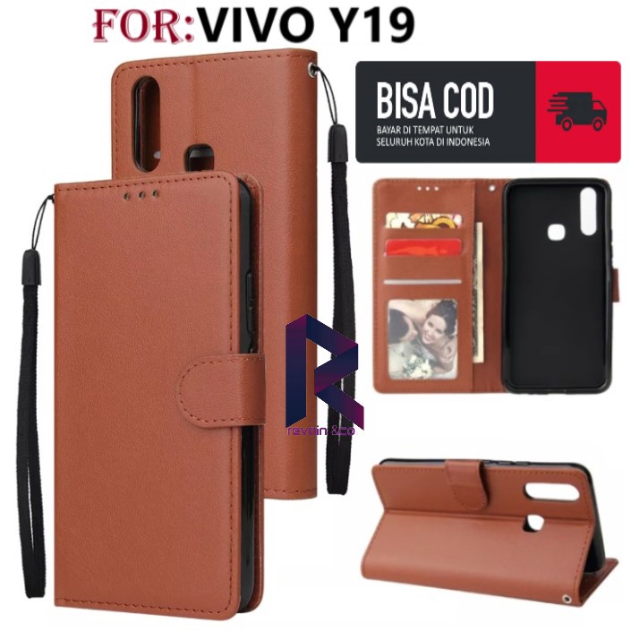 FLIP COVER VIVO Y19 CASING DOMPET FLIP WALLET LEATHER KULIT PREMIUM SARUNG BUKA TUTUP FLIP CASE VIVO Y19