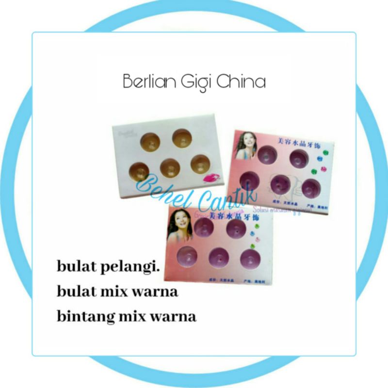 Diamond Teeth Berlian Gigi China Bulat Bening Motif Bintang Dan Lem