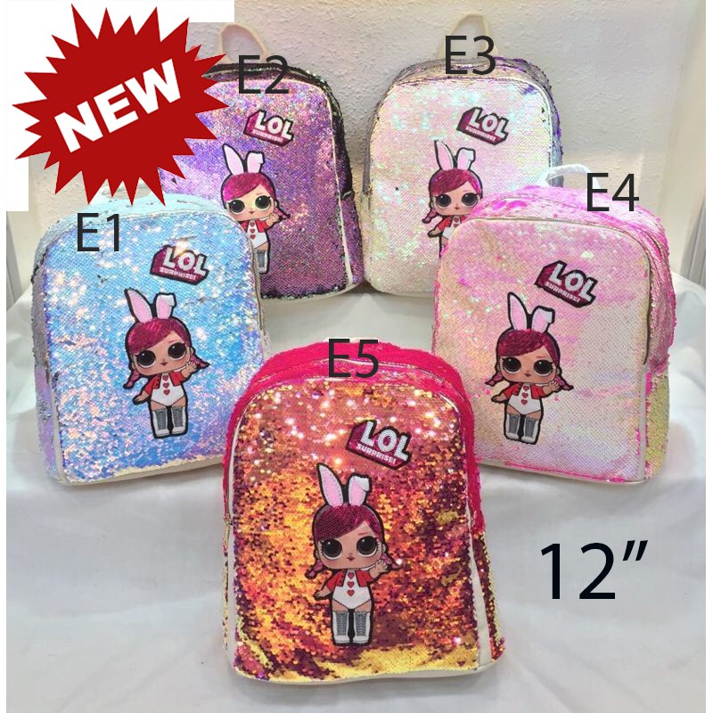 PROMO 6.6 RANDOM OBRAL CUCI GUDANG KADO CANTIK TAS ANAK SEKOLAH PEREMPUAN RANSEL Sequin Usap Berubah Warna Gambar Anak Cewek IMPORT   ( 12&quot;  - 15&quot; - 17&quot; )