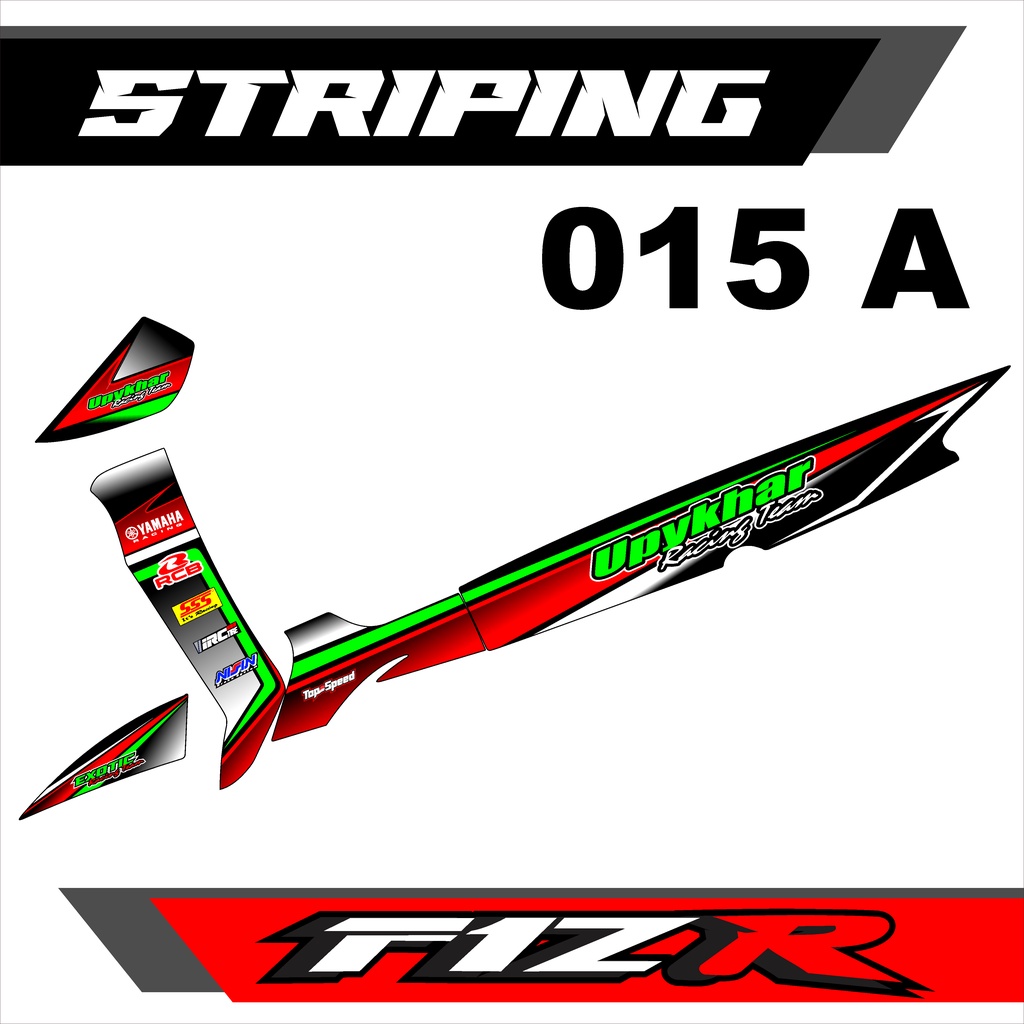 Striping Lis F1ZR - Stiker Variasi F1ZR Design Garis Abstract Hijau Stabilo  Kombinasi  - 015