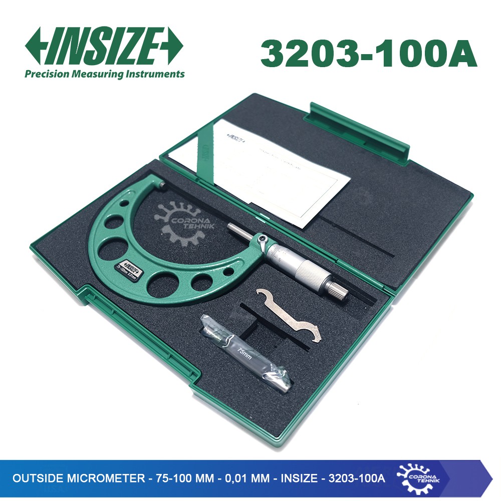 Insize - 3203-100A - Outside Micrometer - 75-100 mm - 0,01 mm