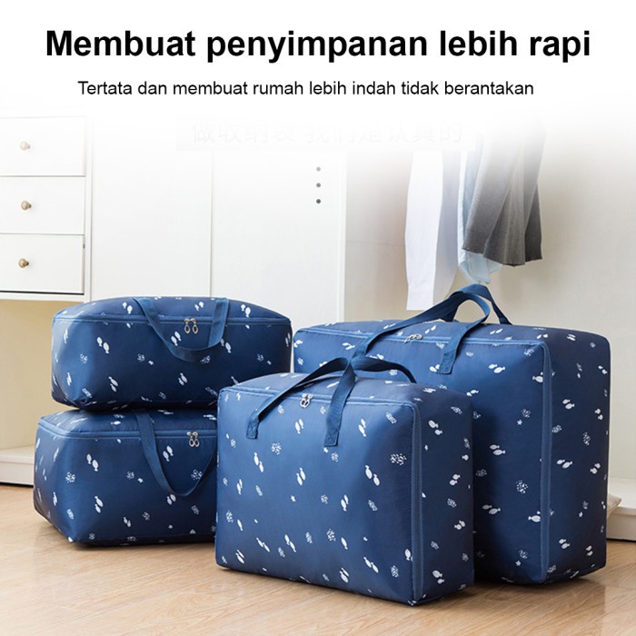 Tas Penyimpanan Jinjing Travel Storage Bag Serbaguna Navy Hearing