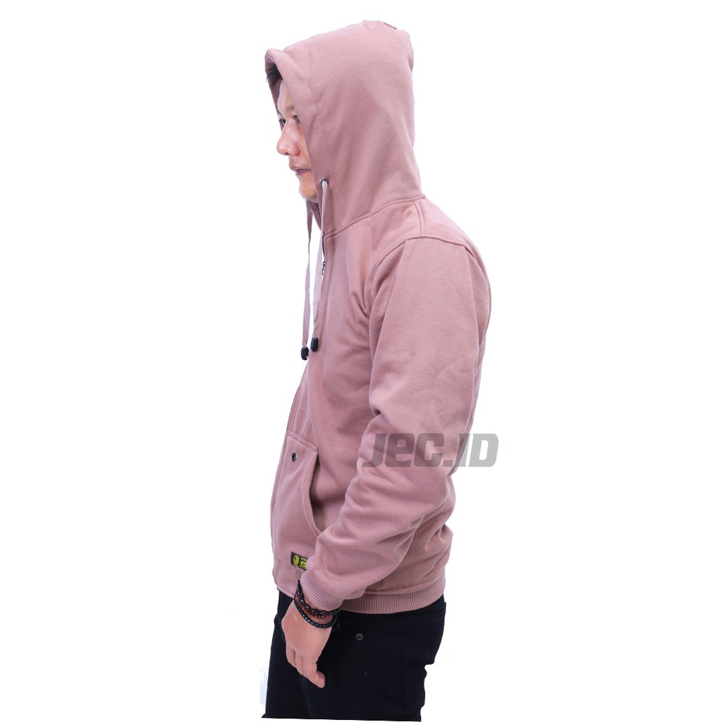 Jaket Hoodie Polos Mocca Premium Zipper Ori JEC ID TEBAL