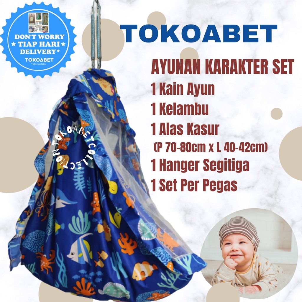 CUSTOM JOEYI PER SET AYUNAN KAIN KARAKTER Manual PER Perlengkapan Tidur Bayi NEW VARIAN