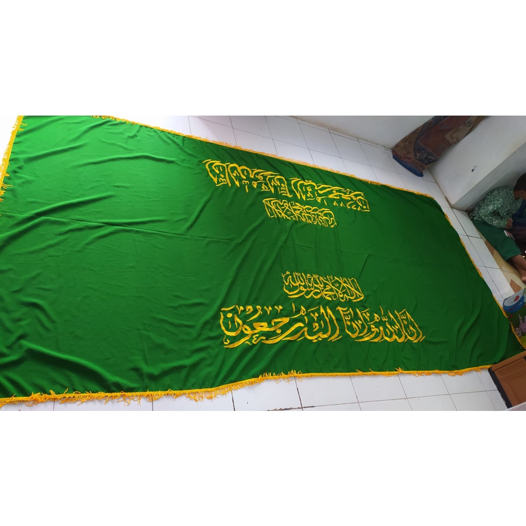 Jual Kain Tutup Penutup Keranda Jenazah + Kain Payung Keranda Jenazah Full Bordir PALING MURAH - Kain Penutup Keranda Mayat &amp; Kain Tutup Payung Keranda Kematian Full Bordir Tasikmalaya Bahan Manchester Warna Hijau Muda TERLARIS