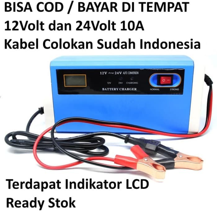 Otomotif - Charger Aki Portable - Aki Mobil Charger Aki Mobil Motor 12-24V 10A Dengan Lcd Produk