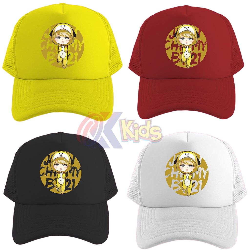 TOPI ANAK BTS / CHIMMY JIMIN BT21 / TOPI JARING DISTRO / USIA 4-11 Tahun