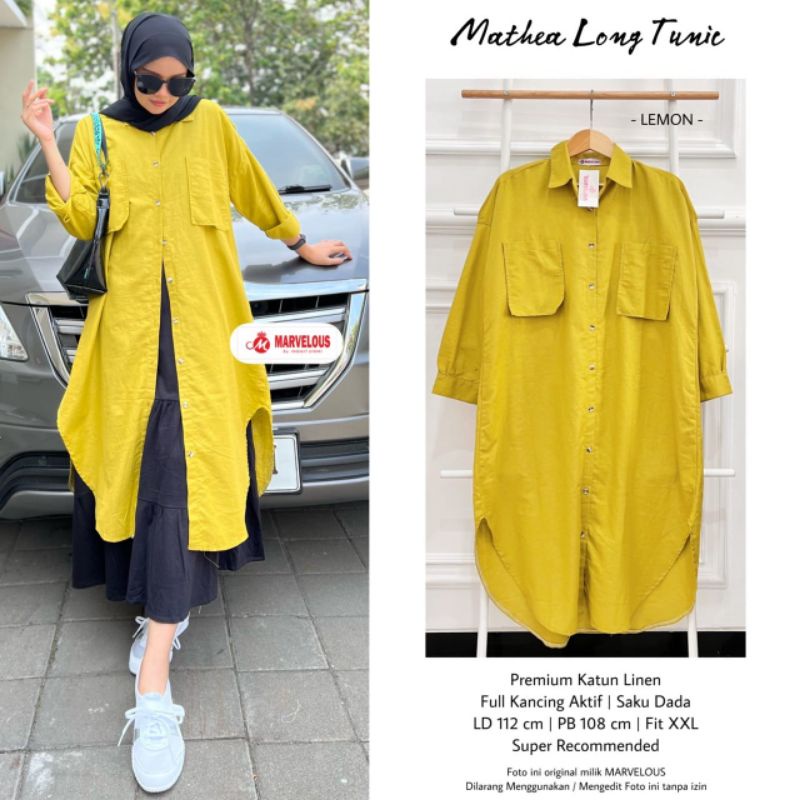 MATHEA LONG TUNIK BY MARVELOUS / TUNIK POLOS WANITA / Tunik muslimah LD112