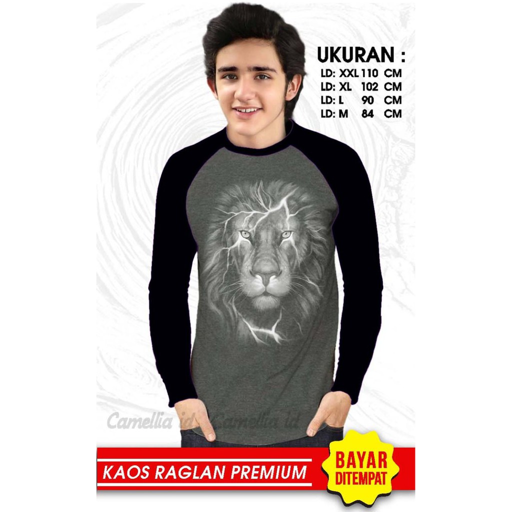 Kaos Raglan (SINGA)/Kaos Pria Lengan Panjang/ Kaos Pria/ Kaos Cowok/ Kaos Oblong/Misty/Ob