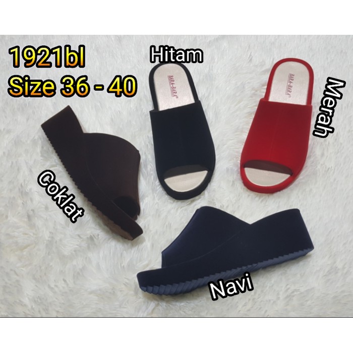 Jelly sandal wanita bara bara sendal wedges karet import bludru 1921bl