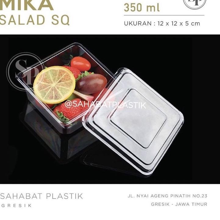 す 25PCS MIKA PUDING SALAD PLASTIK KOTAK 12x12 cm / MIKA TEMPAT KURMA / MIKA SALAD SQUARE 350 ml / MI