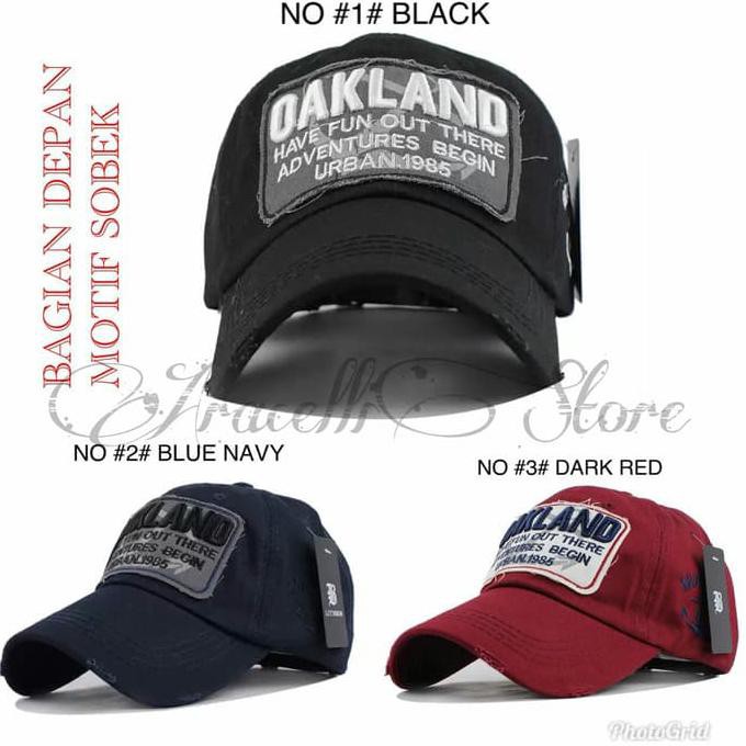 NOTED DISKON TOPI BASEBALL CAPS / TOPI CASUAL PRIA MURAH / TOPI OAKLAND IMPORT - MODEL DENIM 