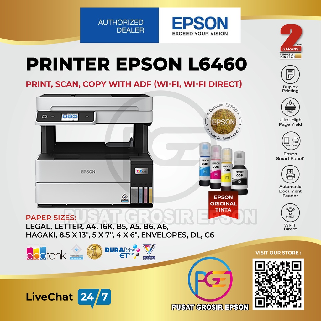 PRINTER EPSON L6460 L-6460 L 6460 PRINT SCAN COPY ADF GARANSI RESMI