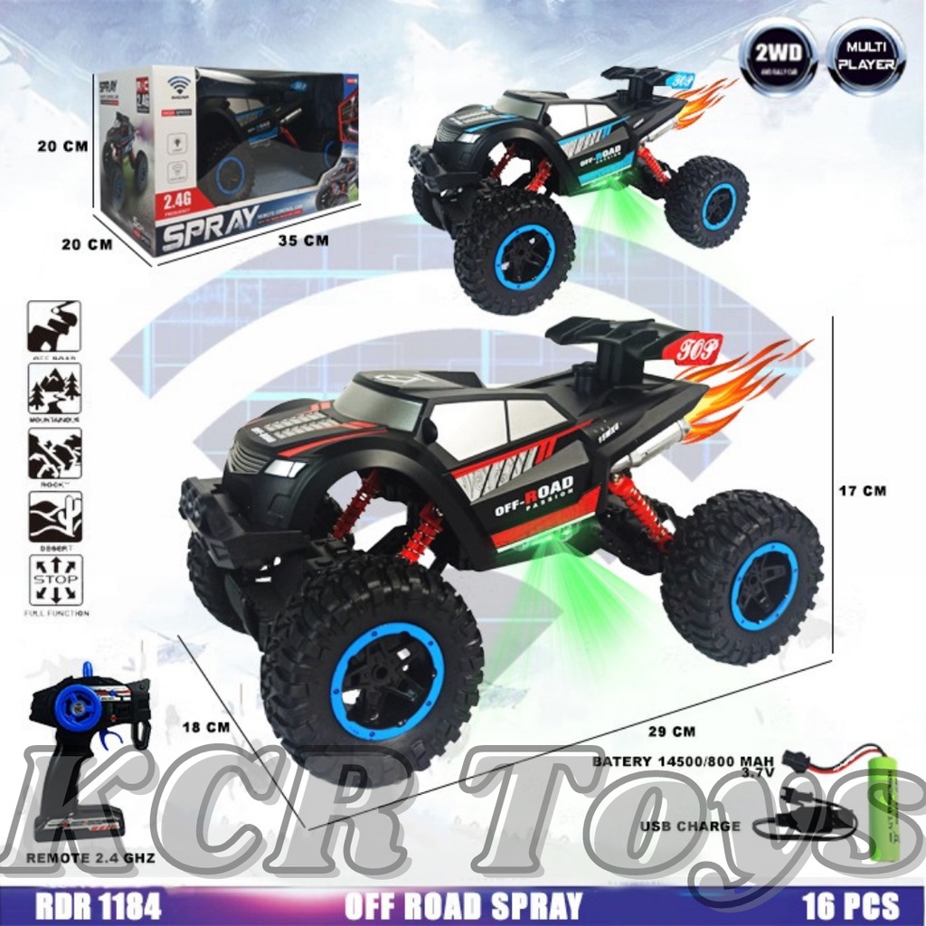 RC Asap Spray Smoke Rock Crawler Offroad Gunung Buggy Tahan Air Remote Control RDR1184