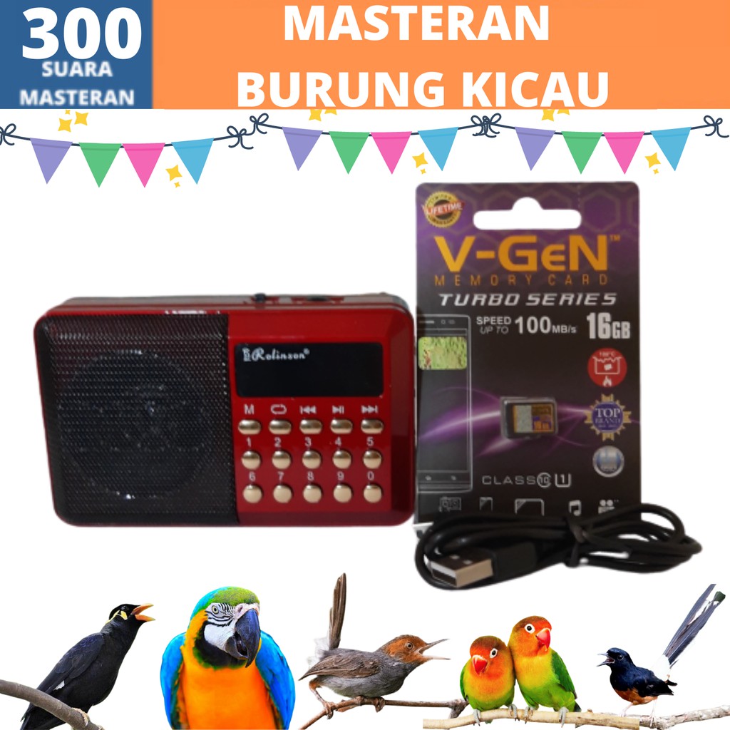 Speaker 300 Masteran Mp3 Burung Kicau Profesional love bird murai kacer beo cucak rowo jalak pleci