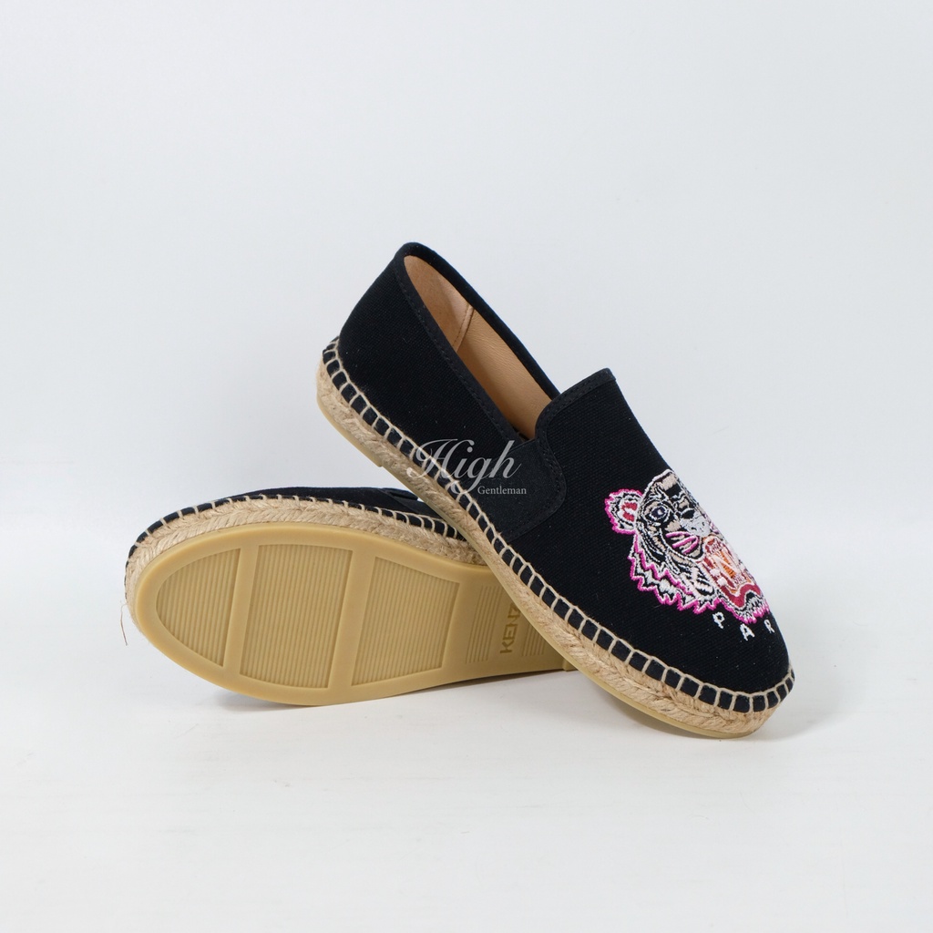 Knzo Women FW22 Tiger Elastic Espadrilles Black 100% Original