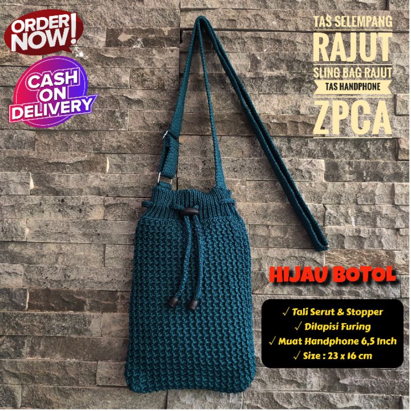 Tas Selempang Rajut Sling Bag Rajut Tas Handphone Premium