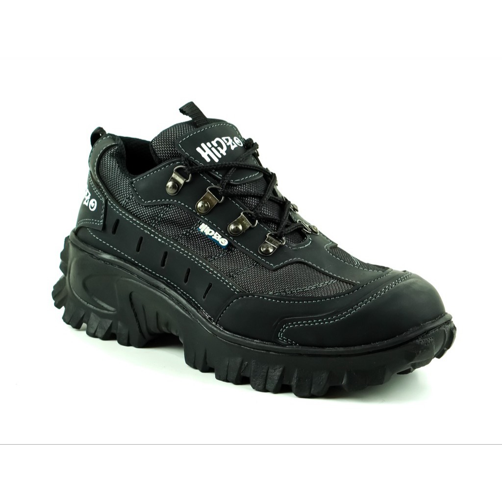 sepatu safety boot pria original touring outdoor hiking grade A work outdoor Premium terbaru-Hitam