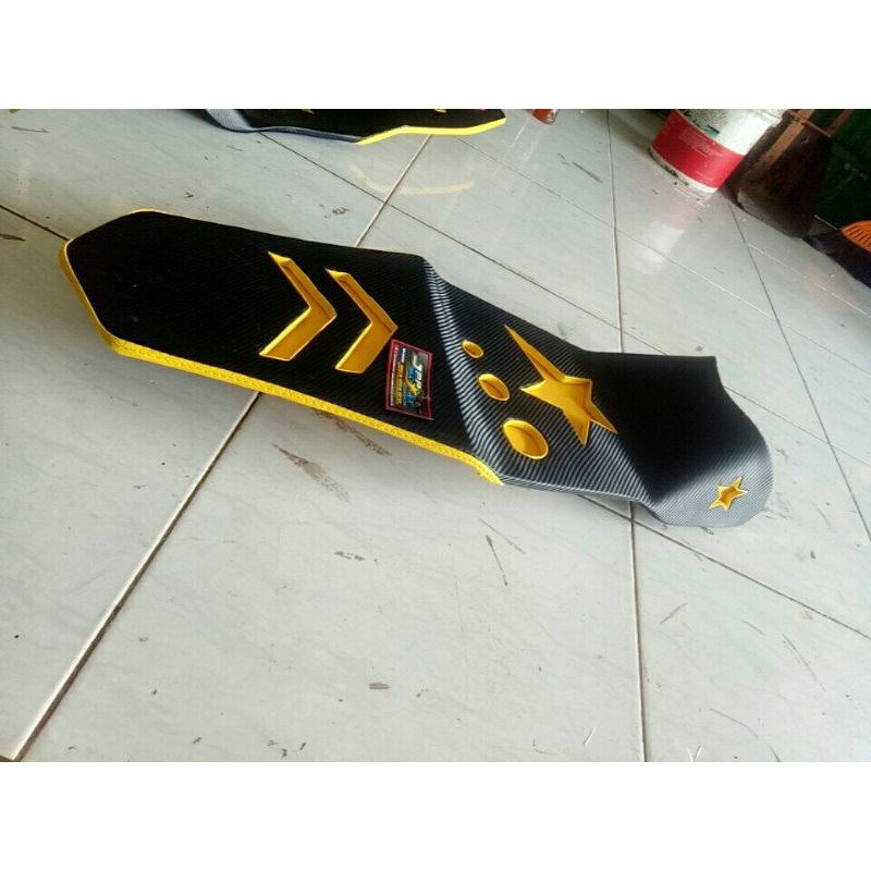 JOK MOTOR VIXION NEW SLIM LUBANG PLAT GLVANIS VARIASI KUNING BLOK