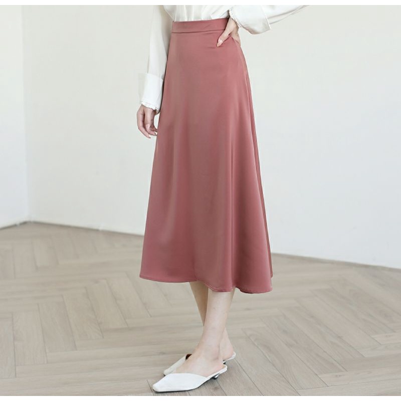 SKIRT SHAKILA A-LINE/ROK SERUT SHAKILA PREMIUM.Flare A-line.korean stlye. pakaian wanita fashion modis terupdate-ROK SHAKILA DUSTY