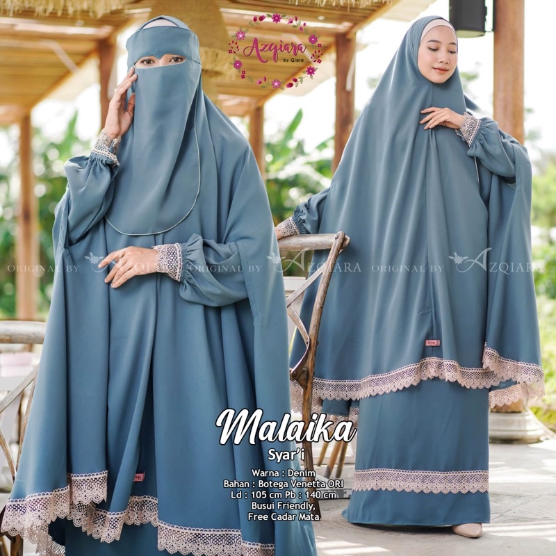 MALAIKA SYARI gamis syari free cadar original qiara fashion original intanaka kanza-7