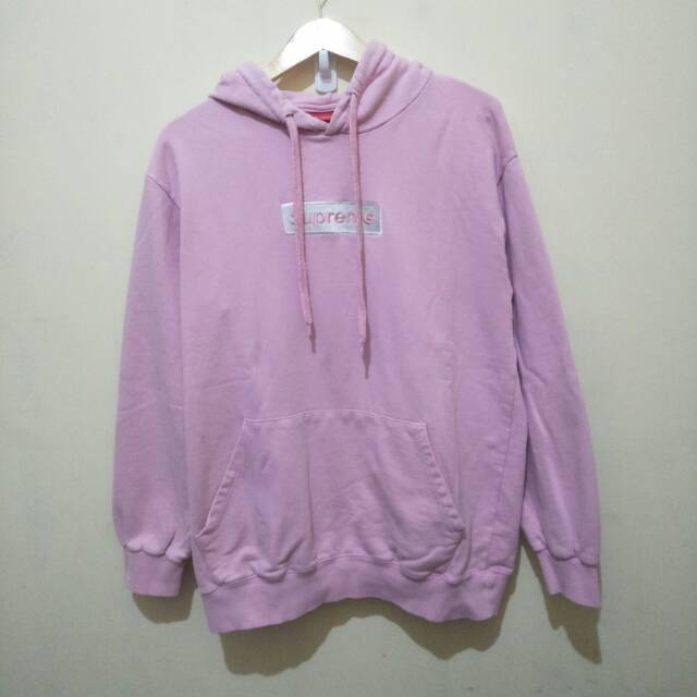 Jaket hoodie Supreme box logo pink original vintage ziphoodie second