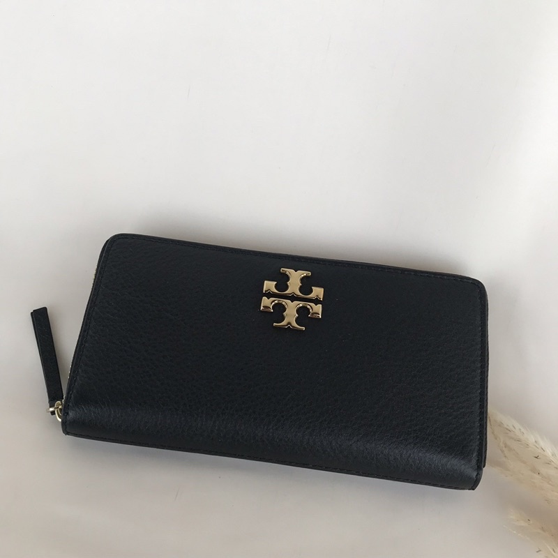 TB Kira Mixed Materials Zip Continental Wallet Black