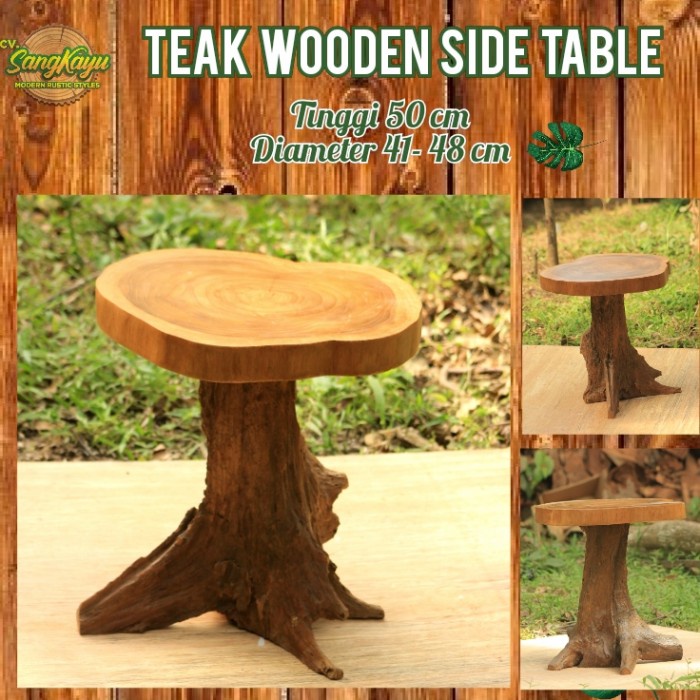 Meja kayu jati unik amazing teak wood wooden table Coffee table side04