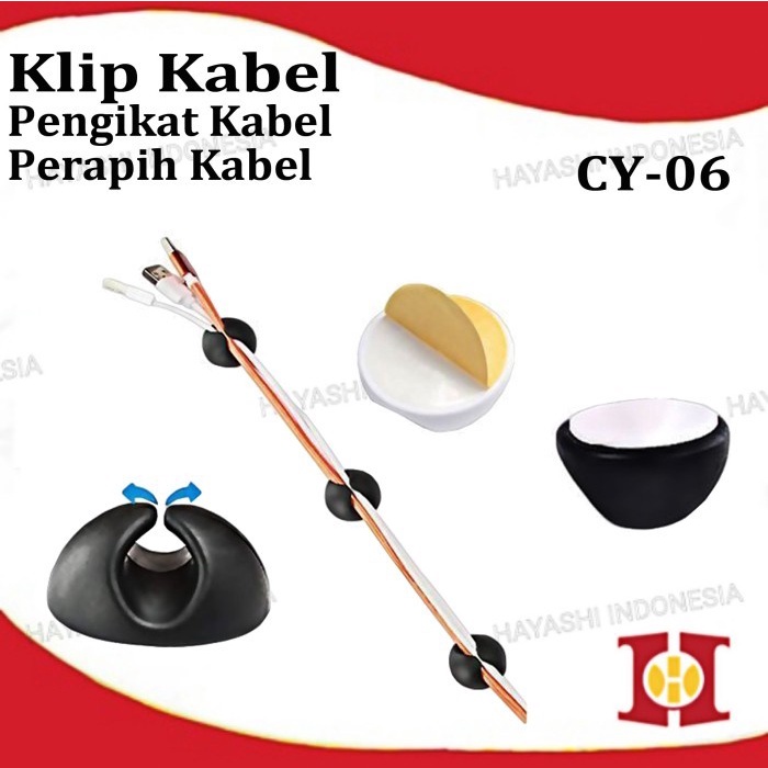 Klip Pengikat Perapih Penjepit Kabel Mobil Cable Organizer Holder USB - 6pcs