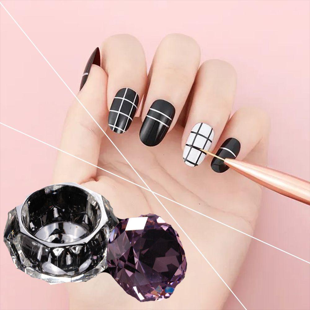 MXBEAUTY Kuku Kristal Cangkir Fashion Berguna Penyimpanan Cairan Cangkir Manicure Tools Berlian Bubuk Penyimpanan Mangkuk Piring Kuku