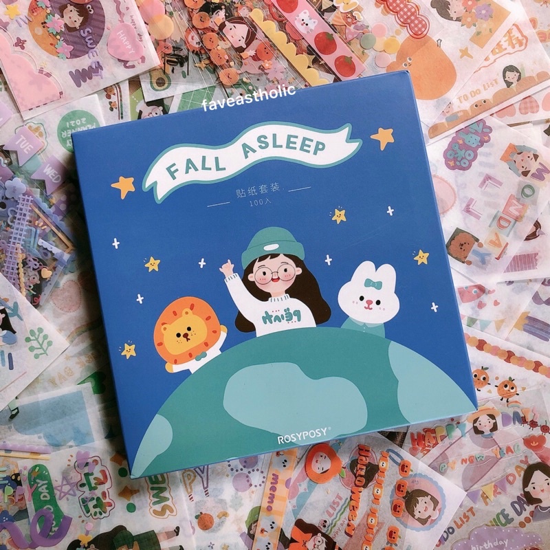 FALL ASLEEP 1 LEMBAR CUTE DECO STICKER CARTOON FANCY KAWAII KOREAN JAPANESE STYLE DIY SCRAPBOOK JURNAL DIARY STIKER LUCU AESTHETIC LOVELY PINK GIRLS KARAKTER KARTUN ANAK PEREMPUAN BOTOL AIR MINUM VIRAL LAPTOP PHONE CASE HP UNIK