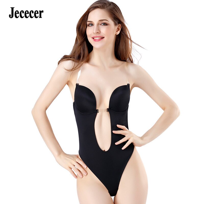 PREORDER Jececer Seksi Backless Bodysuit Tubuh Shapewear Wanita Pakaian Telanjang Seksi Pakaian