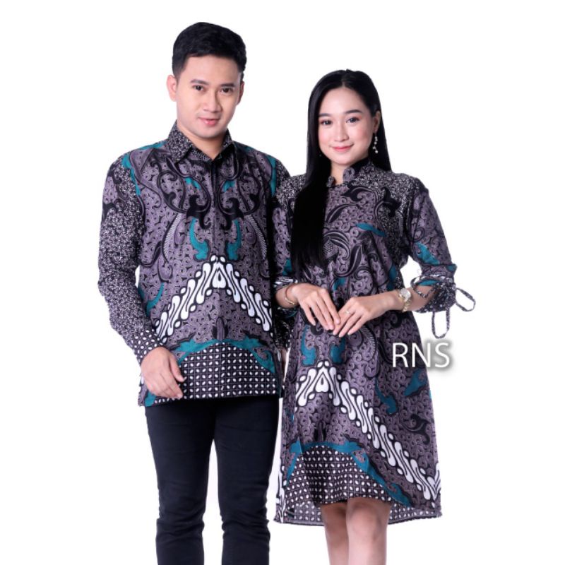 Baju Batik Couple Keluarga Sania Ruffle Ori Ndoro Jowi Dnt Dimensi Abu