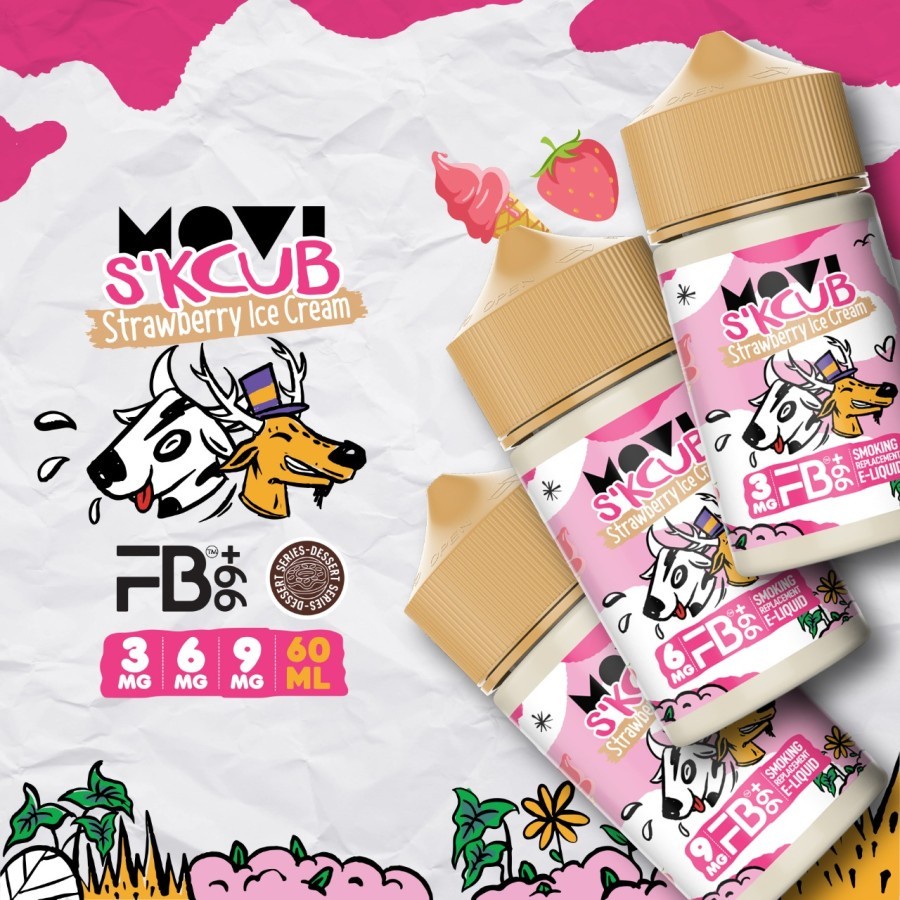 Liquid S'kcub Strawberry Ice Cream 60ML by Movi / FB99+SKcub Movi