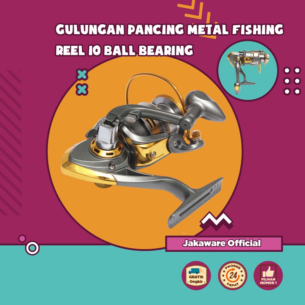 GULUNGAN PANCING METAL FISHING REEL 10 BALL BEARING MURAH POWER HANDLE LAUT KOLAM GULUNGAN SENAR KAT