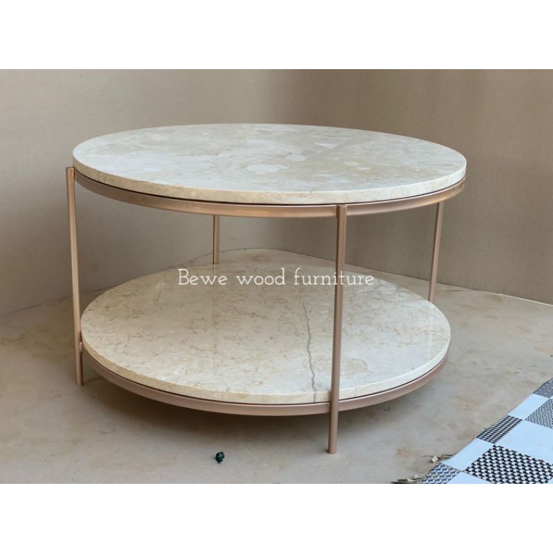 meja marmer krem meja bundar marmer round coffee table