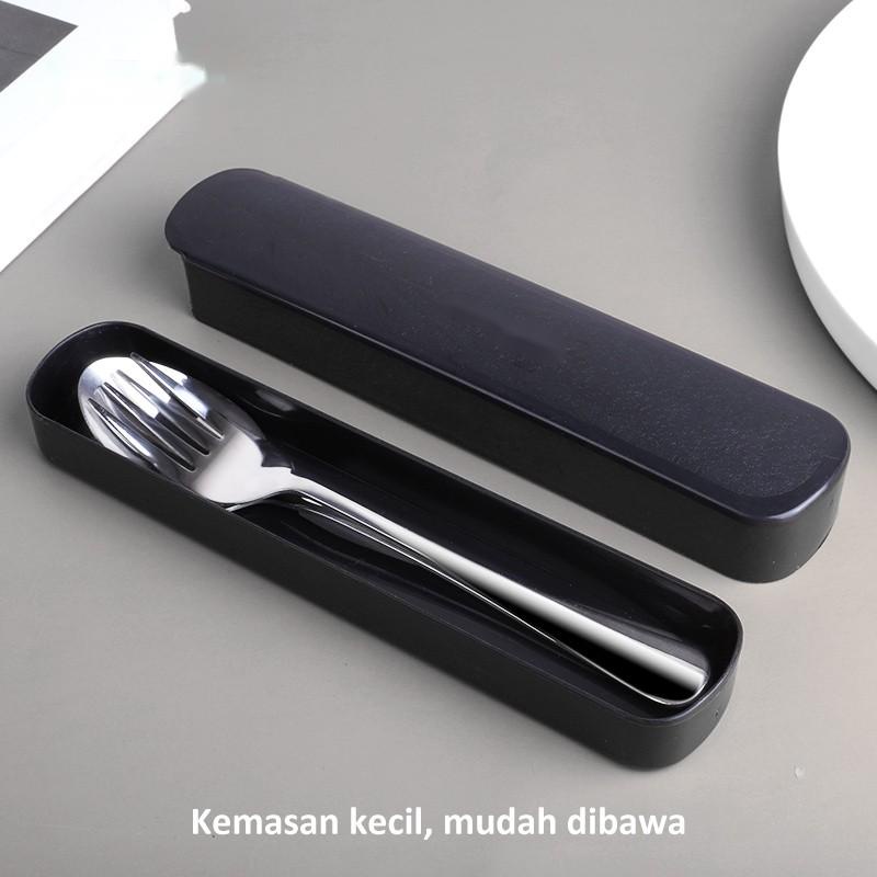 Sendok garpu sumpit portable travel / sendok garpu sumpit stainless set / cutlery set 2/3Pcs