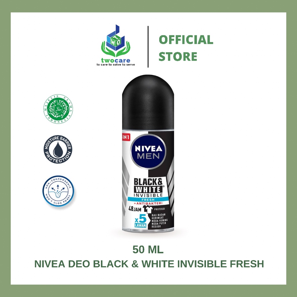 NIVEA MEN Deodorant Invisible Black White Fresh Anti Bakteri 25 ml / 50 ml