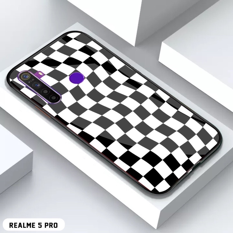 [COD]Case Realme 5 Pro Motif Kekinian Desain Kotak Kotak Catur Keren Hardcase Glossy 2D Terbaru Case