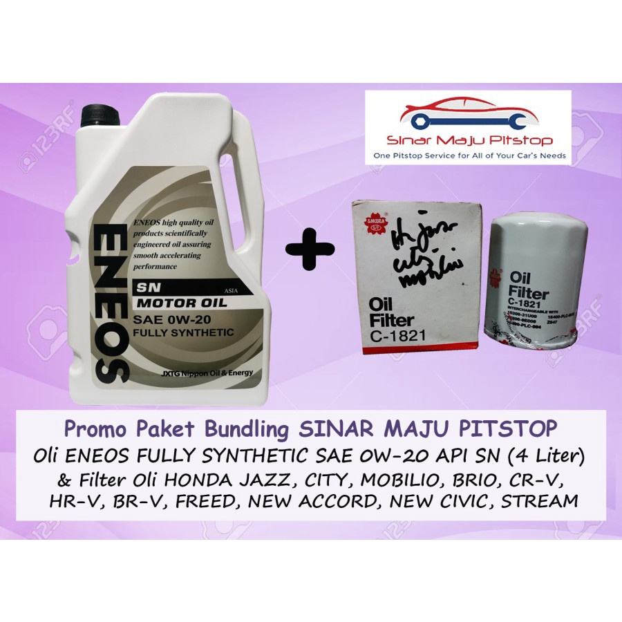 Paket Bundling Oli ENEOS MOTOR OIL SAE 0W-20 SN 4 Liter Fully Synthetic Original Formulated In Japan
