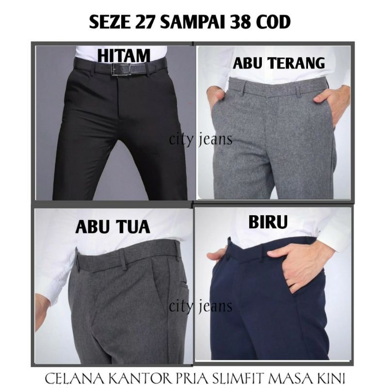 CELANA KANTOR FORMAL PRIA SLIMFIT BAHAN DASAR KAIN WOLL