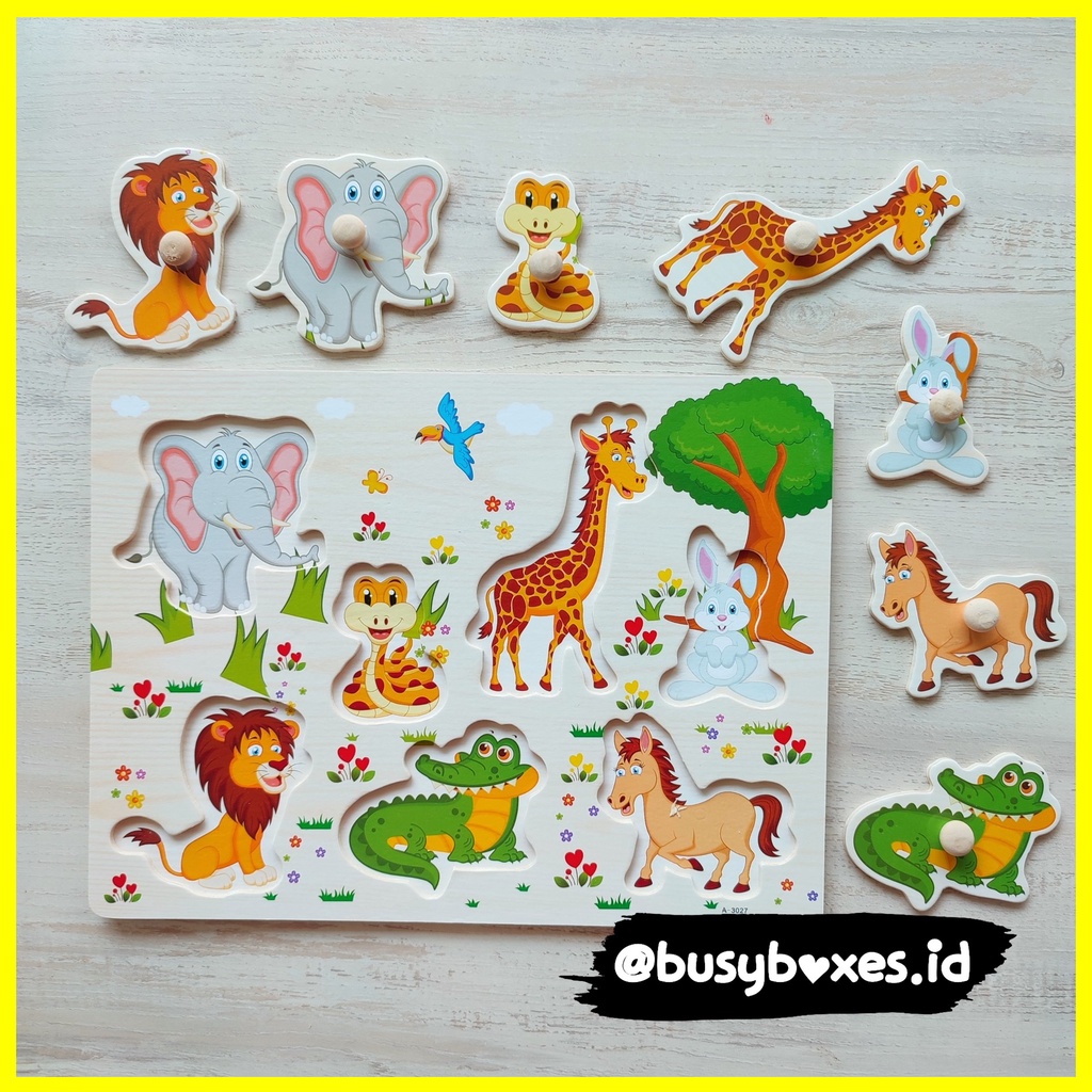 [busyboxes.id] puzzle kayu mainan edukasi anak 3 tahun mainan edukasin anak 2 tahun tema hewan binatang zoo animals - buaya