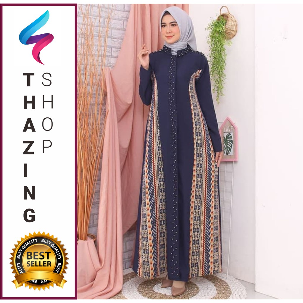 Baju Gamis Wanita Kombinasi Songket Mutiara 8343