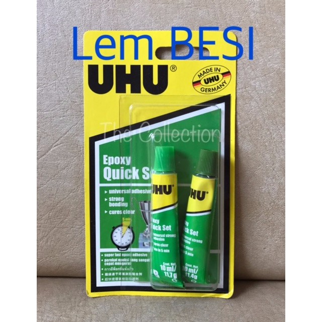 ATK0314UHU 10ml Blister Lem Besi 2 tube Epoxy Logam Batu Beton Kaca TOJ99