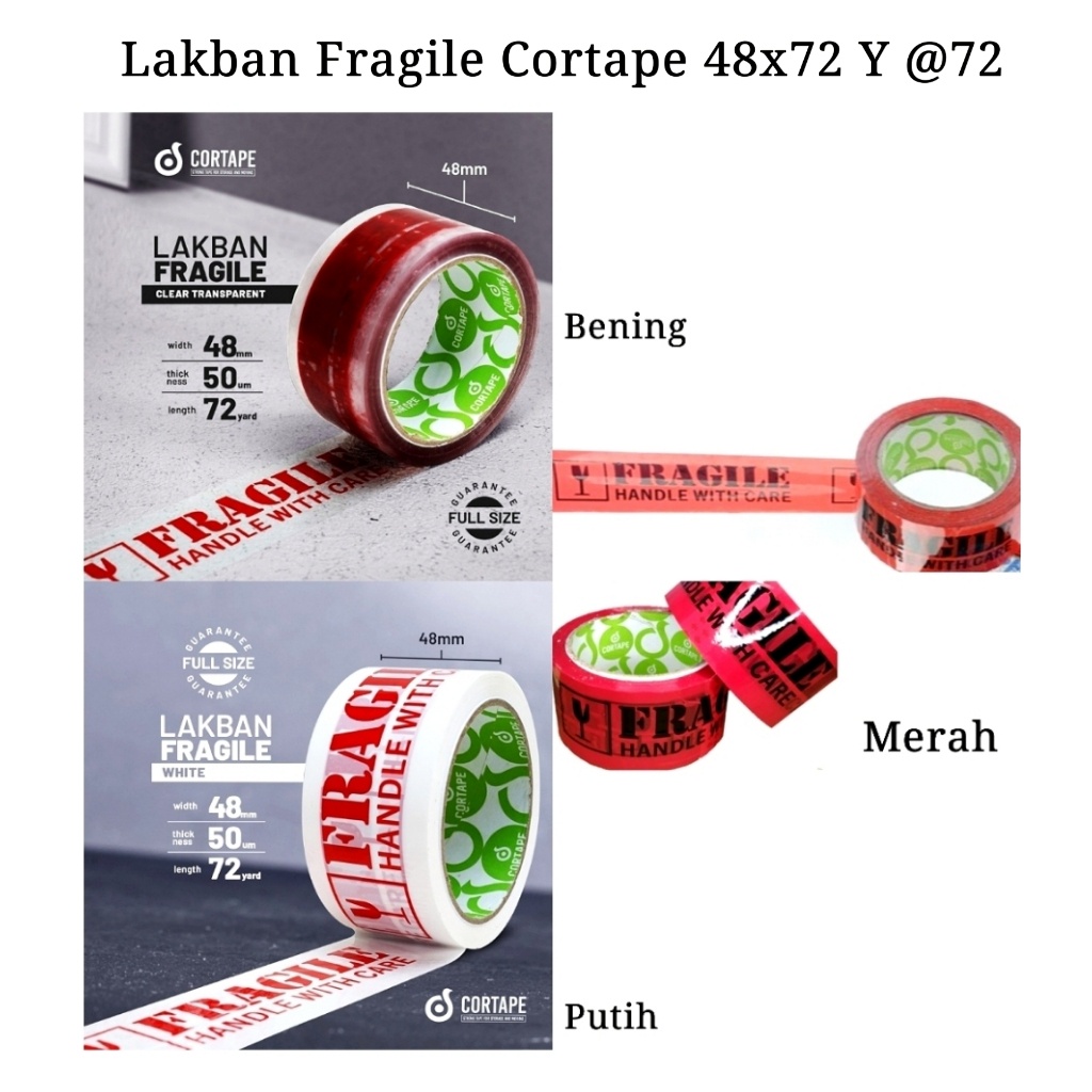 

Lakban Fragile Cortape Merah/Putih 2inch