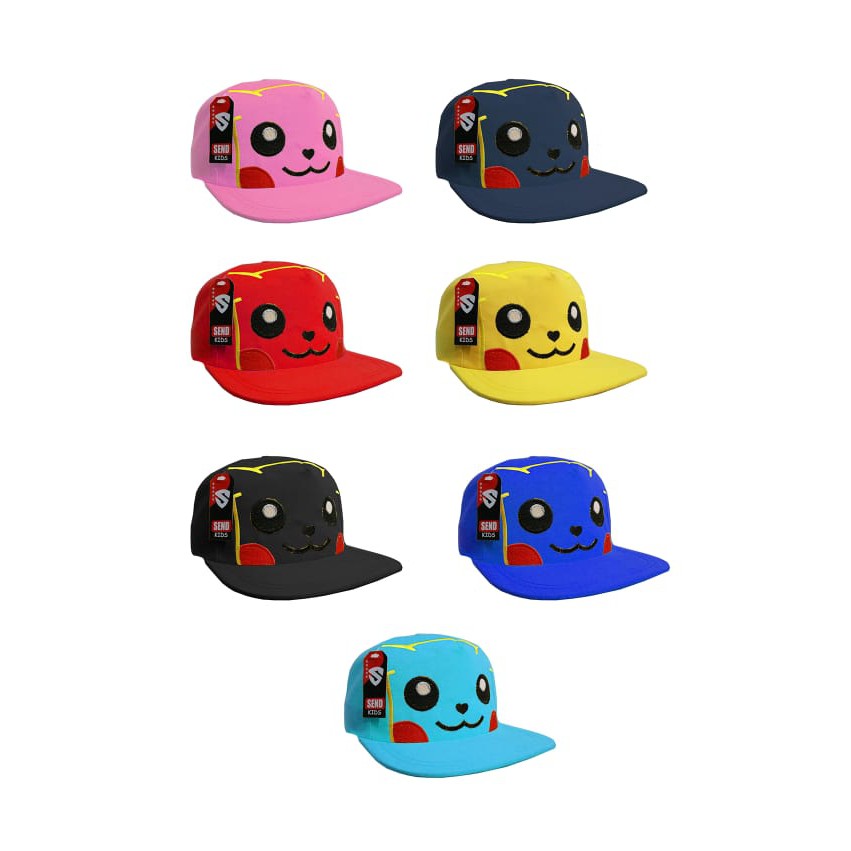 Snapback Anak Hiphop Bordir Pikachu Anak Laki laki perempuan Umur 3-12 Tahun