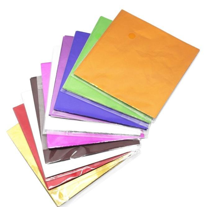 

TERBARU 100PCS 8X8CM GOLD ALU FOIL PEMBUNGKUS EMAS FOOD CAKE KUE ART IMPORT DEKORASI KERTAS DIY COK