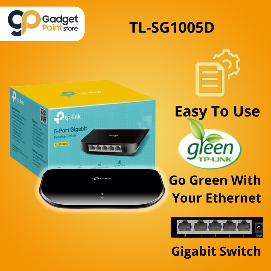 Switch  5 Port | TP Link TL-SG1005D 5-Port Gigabit Desktop Switch Up to 1000mbps - garansi resmi 1 Tahun