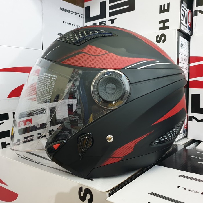 ZEUS ZS610 MATT BLACK 0014 RED HELM ZEUS HELM HALF FACE