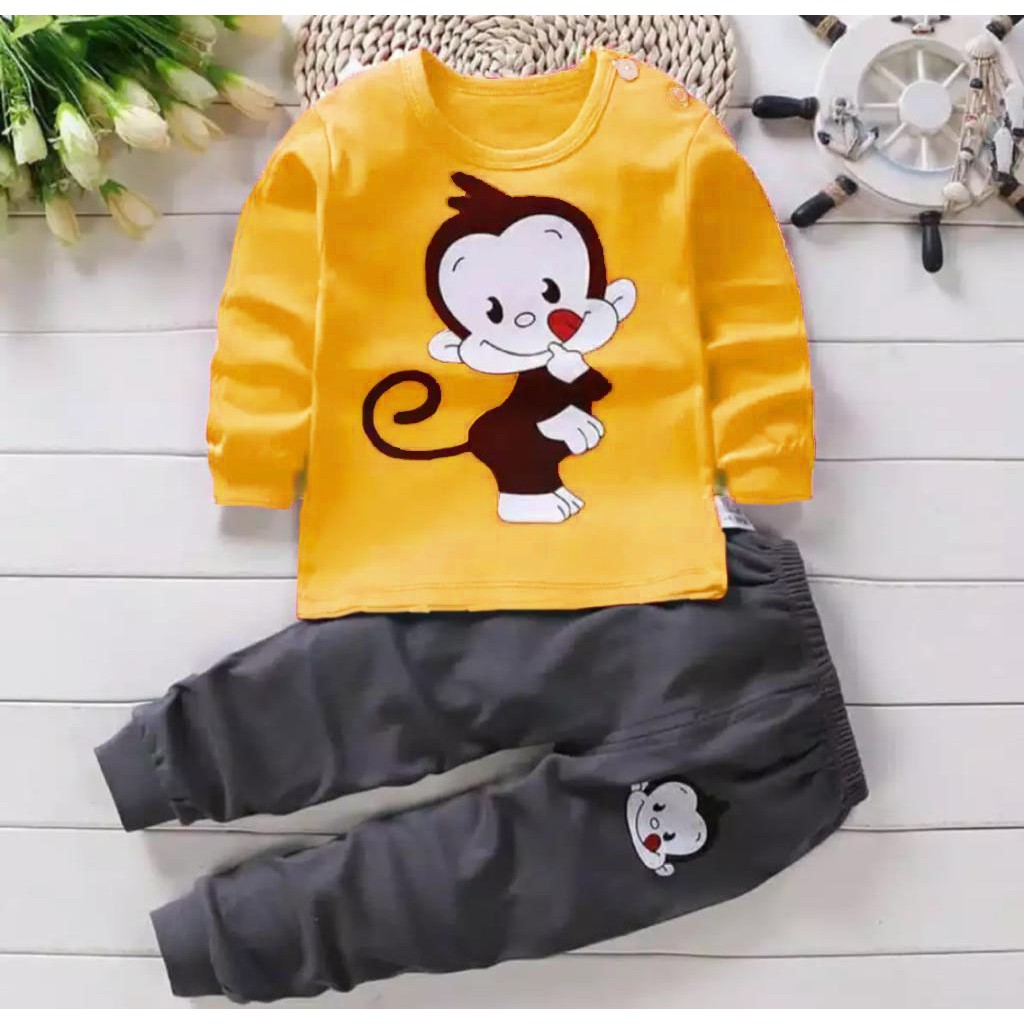 SETELAN SWEATER ANAK BAJU SWEATER ANAK SWEATER JOGGER ANAK MONKEY 1-5 TAHUN BAJU NAK LAKI LAKI B